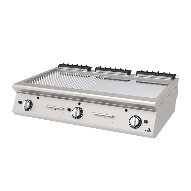 Atalay AGI-1273-N-CR 730 Seri Set Üstü Nervürlü Izgara, 120x73x30 cm, Krom, Doğalgazlı