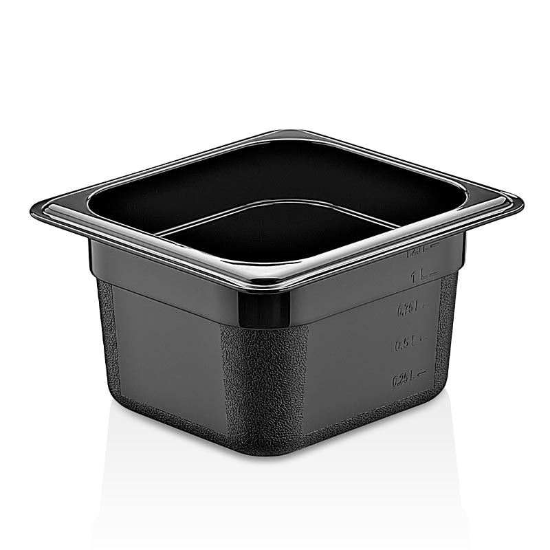 GastroPlast GN1/6-100 mm Polipropilen Gastronorm Küvet, Siyah